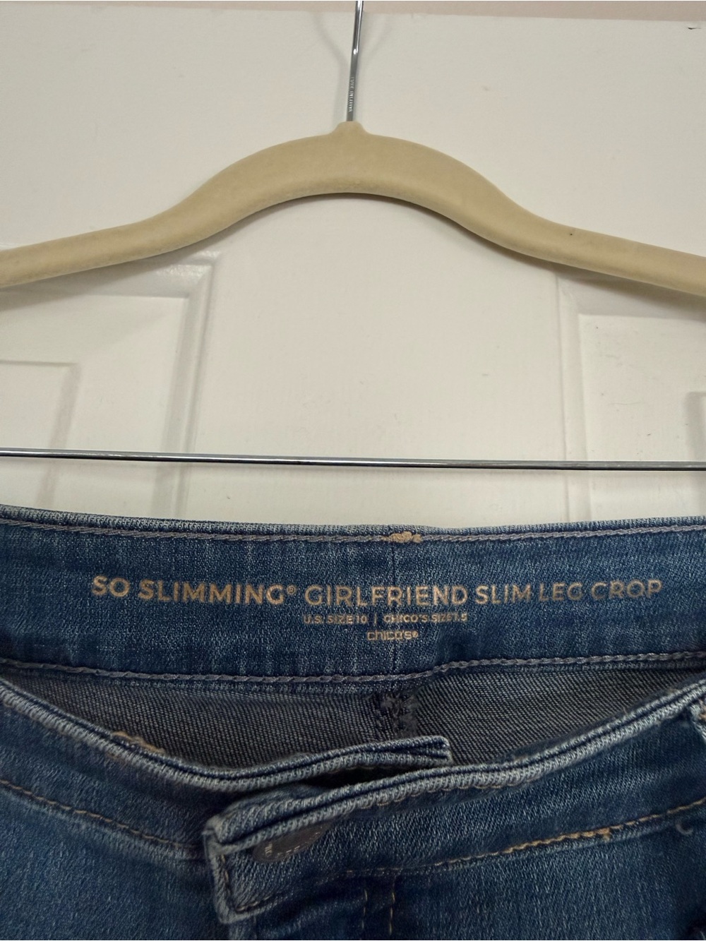 Chico's So Slimming Girlfriend Slim Leg Embroidered Crop Jeans - Picture 2 of 6